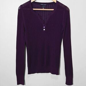 Victoria's Secret Purple Open Knit Henley Top Whimsy Twee Y2K